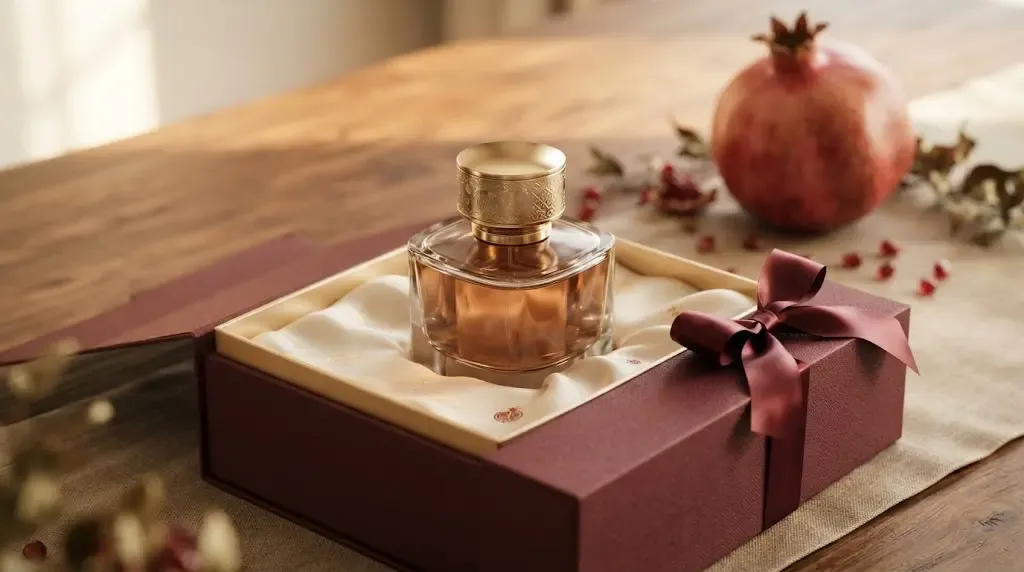 شیشه عطر در بسته‌بندی شیک برای هدیه شب یلدا