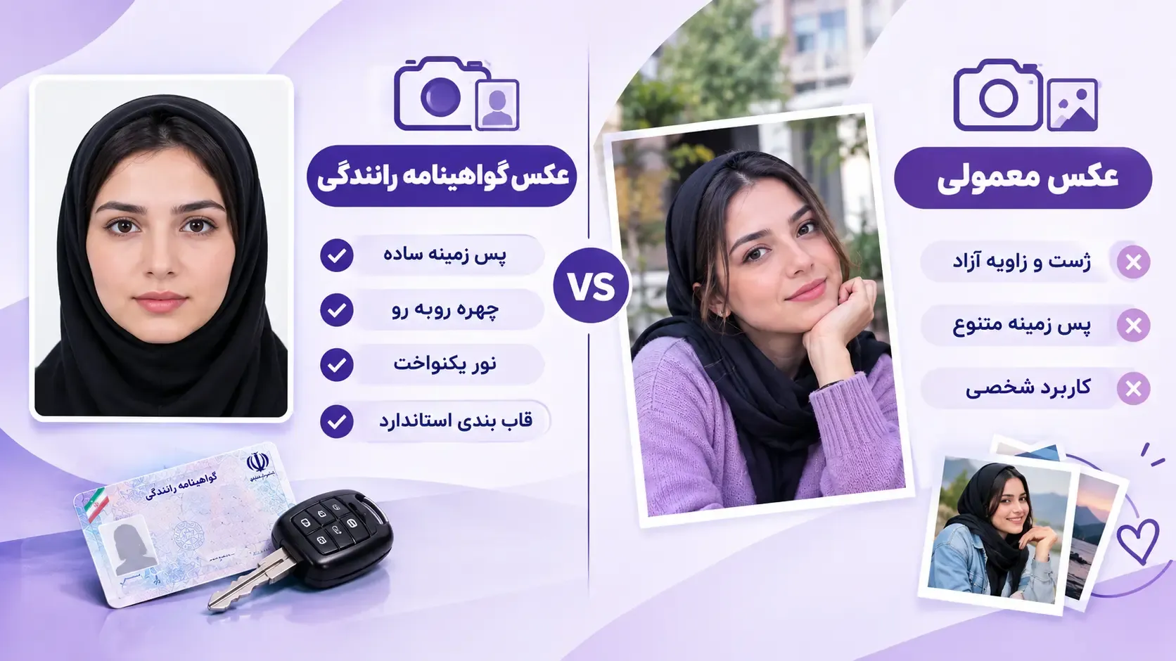 تفاوت عمس معمولی با عکس پرسنلی گواهینامه
